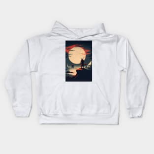 Moon Samurai Japan Kids Hoodie